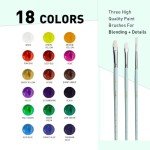 HIMI Gouache Paints Set, 18 Colors, 30g, jelly gouache paint set, Non Toxic Paint for Canvas and Paper, Art Supplies for Professionals, and More (Green Case