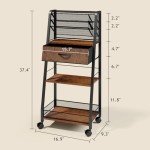 Homsorout 3 Tier Rolling Cart - Metal Utility Cart with Storage Drawer and Wheels, Versatile Art & Craft Organizer for Home, Office, or Studio - Ideal for Storing Brushes, Paints, and Supplies