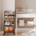 Homsorout 3 Tier Rolling Cart - Metal Utility Cart with Storage Drawer and Wheels, Versatile Art & Craft Organizer for Home, Office, or Studio - Ideal for Storing Brushes, Paints, and Supplies