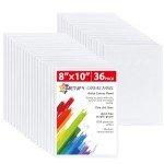Simetufy 36 Pack 8x10 Inch Canvas Boards for Painting, Blank Canvas Panels Gesso Primed Acid-Free 100% Cotton for Acrylics Oil Watercolor Tempera Paints