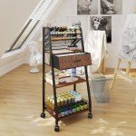 Homsorout 3 Tier Rolling Cart - Metal Utility Cart with Storage Drawer and Wheels, Versatile Art & Craft Organizer for Home, Office, or Studio - Ideal for Storing Brushes, Paints, and Supplies