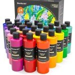 Shuttle Art Acrylic Paint, 24 Colors Acrylic Paint Bottle Set, 250ml/8.45oz Each, Rich Pigments, High Viscosity, Bulk for Artists, Beginners and Kids Painting on Rocks Crafts Canvas Wood Ceramic