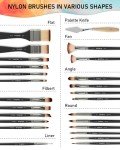 Nicpro 26pcs Paint Brush Set, Professional Paintbrushes with Palette Knife, Craft Paint Brushes for Acrylic Painting, Oil, Watercolor, Gouache & Canvas, Drawing & Art Supplies for Adults, Kids Artists