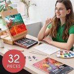 Tabletop Easel and Oil Paint Set - Art Painting Kit 41 Art Supplies - 24 for Oil Painting 10 Paint Brushes 1 Palette Knife 3 Canvases for Painting 1 Paper Pad 1 Paint Palette 1 Painting Easel