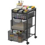 Rolling Utility Cart with 3 Drawers, Craft Organizer and Storage with DIY Divider, Lockable Wheels, Multi-Functional Storage for Art Supplies, Store for Brushes & Paints & Artifacts Small Parts