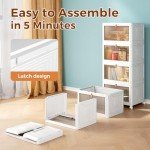 Wise Oannes 4 Tier Storage Bins with Lids, 23QT Stackable Closet Organizers and Storage with Wheels, Collapsible Storage Boxes, Foldable Plastic Storage Containers for Home,Office, Dorm Room