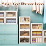 Wise Oannes 4 Tier Storage Bins with Lids, 23QT Stackable Closet Organizers and Storage with Wheels, Collapsible Storage Boxes, Foldable Plastic Storage Containers for Home,Office, Dorm Room