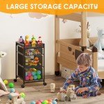 Rolling Utility Cart with 3 Drawers, Craft Organizer and Storage with DIY Divider, Lockable Wheels, Multi-Functional Storage for Art Supplies, Store for Brushes & Paints & Artifacts Small Parts