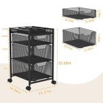 Rolling Utility Cart with 3 Drawers, Craft Organizer and Storage with DIY Divider, Lockable Wheels, Multi-Functional Storage for Art Supplies, Store for Brushes & Paints & Artifacts Small Parts