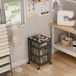 Rolling Utility Cart with 3 Drawers, Craft Organizer and Storage with DIY Divider, Lockable Wheels, Multi-Functional Storage for Art Supplies, Store for Brushes & Paints & Artifacts Small Parts