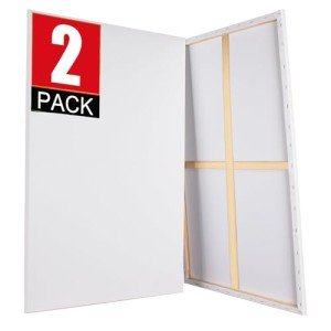 PALFIK Stretched Canvases for Painting 2 Pack 24x36 Canvas Large Canvas for Painting, White Painting Canvases for Acrylic, Oil, Tempera, Watercolor or Other Paints (2Pack)