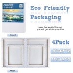 Halobios 4 Packs Blank Canvases for Painting with 8x10in,11x14in(2 of Each), Stretched Canvases for Acrylics, Oils & Other Painting Media, 100% Cotton, 5/8 Inch Profile of Super Value Canvas Pack