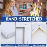 Halobios 4 Packs Blank Canvases for Painting with 8x10in,11x14in(2 of Each), Stretched Canvases for Acrylics, Oils & Other Painting Media, 100% Cotton, 5/8 Inch Profile of Super Value Canvas Pack