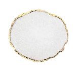 JASSINS Resin Nail Art Palette,Nail Art Painting Mixed Color Palette Gold Edge Nail Gel Color Makeup Display Board (White)