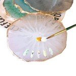 JASSINS Resin Nail Art Palette,Nail Art Painting Mixed Color Palette Gold Edge Nail Gel Color Makeup Display Board (White)