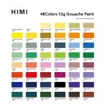 HIMI Twin Cup Jelly Gouache Paint Set, 48 Colors 12g, Jelly Cup Design, Non Toxic Paint for Canvas and Paper, Art Supplies for Professionals (Green Case)