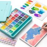 HIMI Twin Cup Jelly Gouache Paint Set, 48 Colors 12g, Jelly Cup Design, Non Toxic Paint for Canvas and Paper, Art Supplies for Professionals (Green Case)