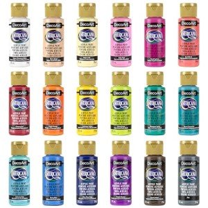DecoArt Americana Acrylics Paint, Set of 18 Popular Colors, 2 fl oz Bottle (Pack of 18)