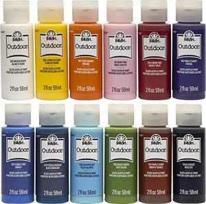 FolkArt Outdoor Gloss Acrylic Craft Paint Set Designed for Beginners and Artists, Non-Toxic Formula Perfect for Rock Designing, Twelve Bottles, 2 oz, 24 Fl Oz
