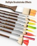 Nicpro 30pcs Paint Brush Set, Professional Paintbrushes with Paint Spatula and Cloth Roll, Craft Paint Brushes for Acrylic Painting, Oil, Watercolor, Gouache, Art Supplies for Artists and Beginners