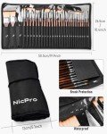 Nicpro 30pcs Paint Brush Set, Professional Paintbrushes with Paint Spatula and Cloth Roll, Craft Paint Brushes for Acrylic Painting, Oil, Watercolor, Gouache, Art Supplies for Artists and Beginners