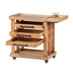 MEEDEN Art Supplies Storage Cart: 5-Tier Solid Beech Wood Utility Rolling Cart with 3 Drawers - Craft Orgnizer on 4 Wheels