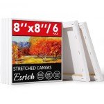 ESRICH Stretched Canvas, 6 Pack 8x8, Primed Acid-Free, Wood Framed Blank Canvas, Art Canvases for Beginners, Artists, Used for Oil, Acrylic Paint, Pouring Painting