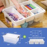MACOPRO 17 QT Plastic Storage Box with Removable Tray Craft Organizers and Storage Clear Storage Container for Organizing Bead, Tool, Sewing, Playdoh (White, 1Pack-17QT)