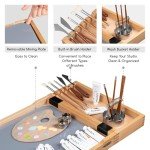 MEEDEN Art Supplies Storage Cart: 5-Tier Solid Beech Wood Utility Rolling Cart with 3 Drawers - Craft Orgnizer on 4 Wheels