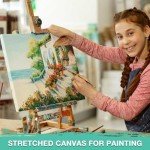 ESRICH Stretched Canvas, 6 Pack 8x8, Primed Acid-Free, Wood Framed Blank Canvas, Art Canvases for Beginners, Artists, Used for Oil, Acrylic Paint, Pouring Painting