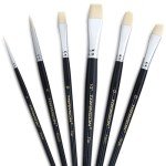 Transon Paint Brush Set 6pcs Art Painting Flexible Bristle for Acrylic Watercolor Gouache Oil Leather Canvas and Face Painting