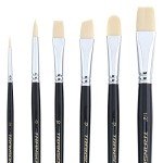 Transon Paint Brush Set 6pcs Art Painting Flexible Bristle for Acrylic Watercolor Gouache Oil Leather Canvas and Face Painting