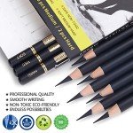 MARKART Professional Charcoal Pencils Drawing Set - 10 Pieces Soft Medium and Hard Charcoal Pencils for Drawing, Sketching, Shading