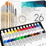 CHROMATEK Watercolor Paint Set - 62 Piece Kit - Video Tutorial Course - For Adults, Beginner & Professional Artists - 26 Tubes (12ml), Sketch Pad, 8 Painting Brushes, Aquapen, Palette, Masking Tape