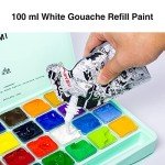 HIMI Gouache Paint Set, 41 Pcs Professional Art Painting Supplies Set with HIMI 24 Gouache Paints, 6 Paint Brushes, 2 Canvas Boards, Palette, Paint Knife, Moisturized Mildew Gouache Spray, and White