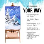 U.S. Art Supply Large Adjustable H-Frame Multi-Purpose Studio Artist Wooden Floor Easel - Tilts Flat, Mast Adjusts to 88" High, Holds 59" Canvas - Sturdy Beechwood Painting Holder Display Stand, Shelf