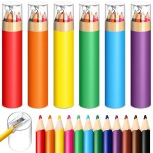 Humyoun 12 Pack Colored Pencils Bulk with Sharpener 12 Assorted Colors Portable Pre-sharpened Drawing Colored Pencils Easter Gifts for Kids Adults Art Party Painting Classroom Prizes School Supplies