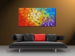 Seekland Art Hand Painted Texture Oil Painting on Canvas Abstract Wall Art Deco Contemporary Artwork Framed Ready to Hang (48 * 24 inch)