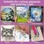 21 Packs Stretched Canvases for Painting, MultiSize 12x16, 10x12, 8x10, 5x7, 3x5, Round Canvas with 8x8,10x10,12x12, Primed Blank Canvas for Oil, Acrylic Paint,for Beginner, Artist.