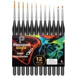12PC Miniature Brushes, Pacocoast Detail Paint Brushes Set for Fine Detailing & Art Painting, Small Tiny Paint Brush Perfect for Acrylic, Paint by Number, Figurine, Craft, Models (Silver, Black)