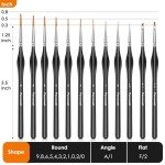 12PC Miniature Brushes, Pacocoast Detail Paint Brushes Set for Fine Detailing & Art Painting, Small Tiny Paint Brush Perfect for Acrylic, Paint by Number, Figurine, Craft, Models (Silver, Black)