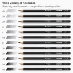 ARTEZA Drawing Sketch Pencils, Set of 12, Medium Hardness (6B - 4H), Graphite Pencils for Sketching and Drawing