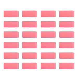 Amazon Basics Rectangular Eraser, 24 Count, Pink