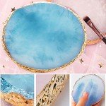 2 Pieces Resin Nail Art Palette, Nail Art Painting Gel Palette Gold Edge Color Makeup Display Board Nail Art Display Cosmetic Mixing Tools