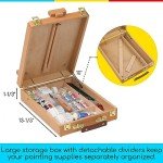 MEEDEN Tabletop Easel, Solid Beech Wood Table Top Art Easels for Painting Canvas, Sketchbox Easel, Adjustable Desktop Easel, Table Easel for Painting, Art Supply Storage Box for Adults & Artist