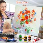 Caliart Acrylic Paint Set With 12 Brushes, 36 Colors (59ml, 2oz) Art Craft Paints Gifts for Artists Kids Beginners & Painters, Halloween Pumpkin Canvas Ceramic Rock Painting Kit Art Supplies