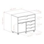 Winsome Halifax Storage Mobile Cabinets, 1 Door, 3 Drawers, 2 Wide Drawers, for Home Office, White