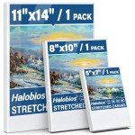 Halobios Stretched Canvases for Painting with 11x14 Inch, 5x7 Inch, 8x10, Painting Canvas for Acrylics,Oils & Other Painting Media, 5/8 Inch Profile 100% Cotton Artist Framed Canvas(3 Packs)