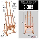 U.S. Art Supply Extra Large Double Mast Wooden H-Frame Studio Floor Easel with Artist Storage Tray - Adjustable, Tilts Flat, Premium Beechwood Canvas Painting Holder Stand - Pro Locking Caster Wheels
