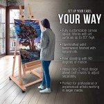 U.S. Art Supply Extra Large Double Mast Wooden H-Frame Studio Floor Easel with Artist Storage Tray - Adjustable, Tilts Flat, Premium Beechwood Canvas Painting Holder Stand - Pro Locking Caster Wheels